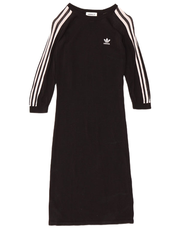 ADIDAS Womens 3/4 Sleeve Jumper Dress UK 14 Medium Black Rayon