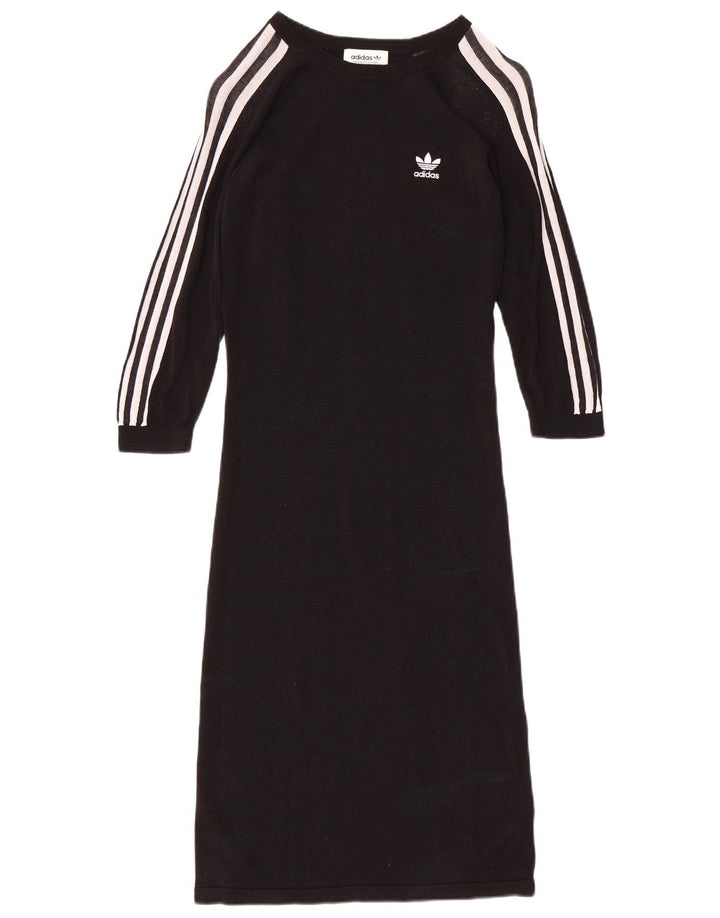 ADIDAS Womens 3/4 Sleeve Jumper Dress UK 14 Medium Black Rayon