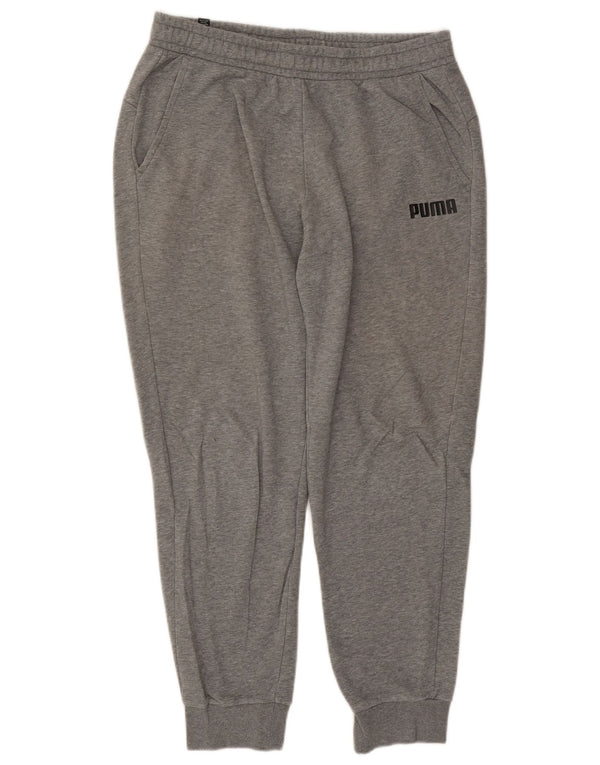 PUMA Mens Tracksuit Trousers Joggers Large Grey Flecked Cotton