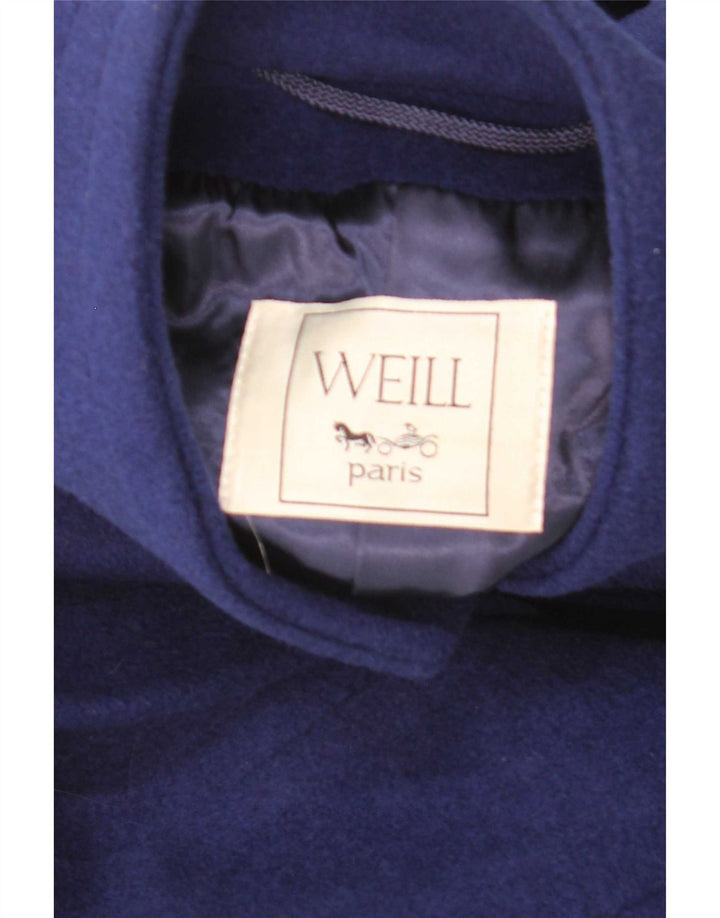 Weill Womens Loose Fit Overcoat EU 40 Medium Navy Blue Wool