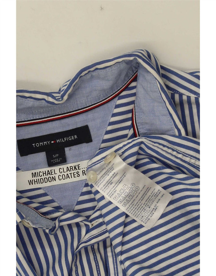 Tommy Hilfiger Mens Shirt Small Blue Striped Cotton