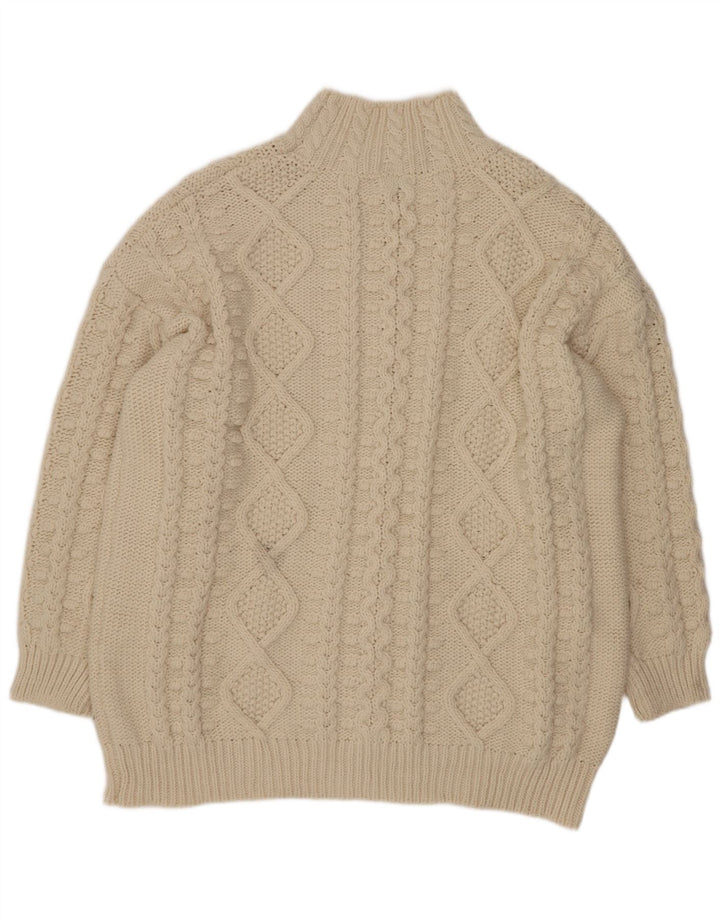 Zara Womens Oversized Turtle Neck Jumper Sweater UK 16 Large Beige