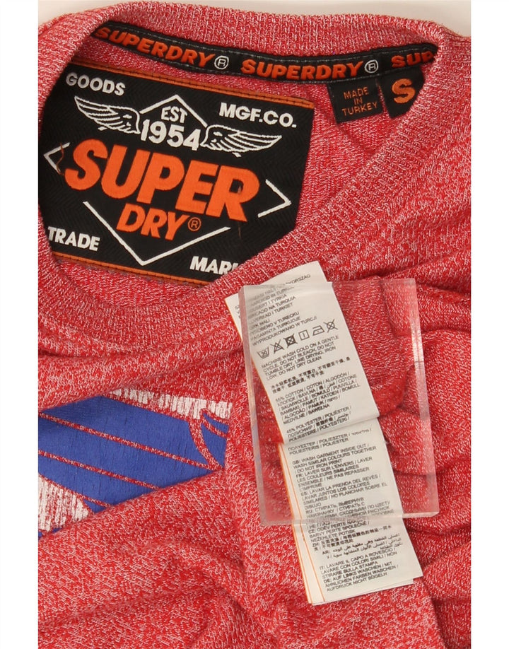 Superdry Mens Graphic T-Shirt Top Small Red Flecked Cotton