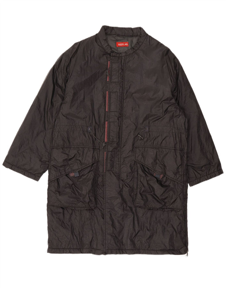 Replay Mens Windbreaker Coat UK 38 Medium Black Polyester