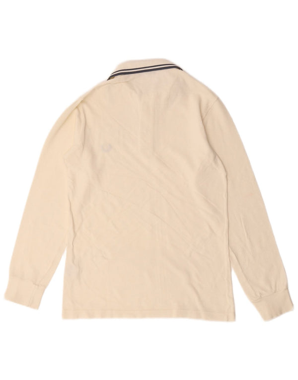Fred Perry Boys Long Sleeve Polo Shirt 11-12 Years Off White Cotton