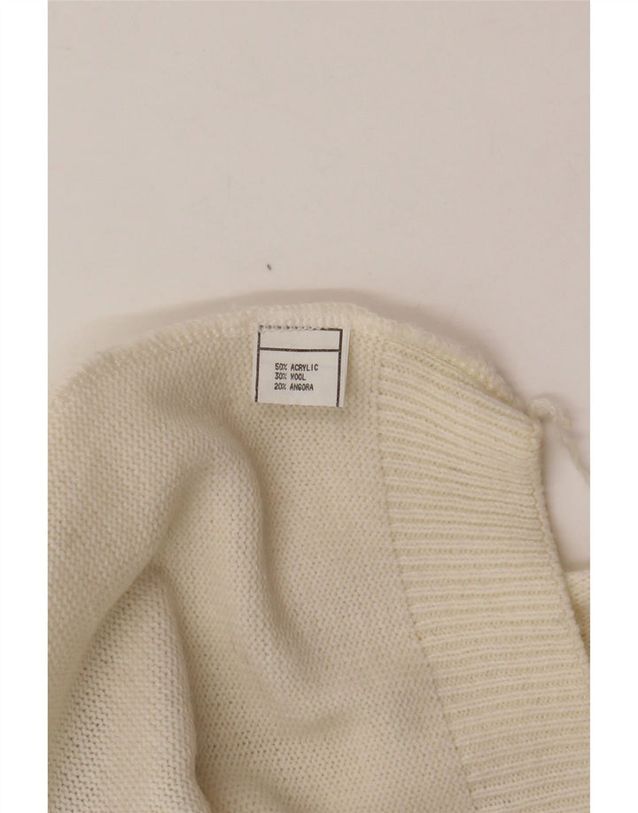 VINTAGE Womens Turtle Neck Jumper Sweater UK 16 Large White Fair Isle