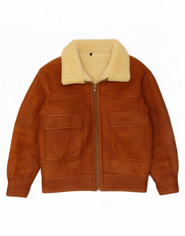Vintage Mens Shearling Jacket IT 50 Large Brown