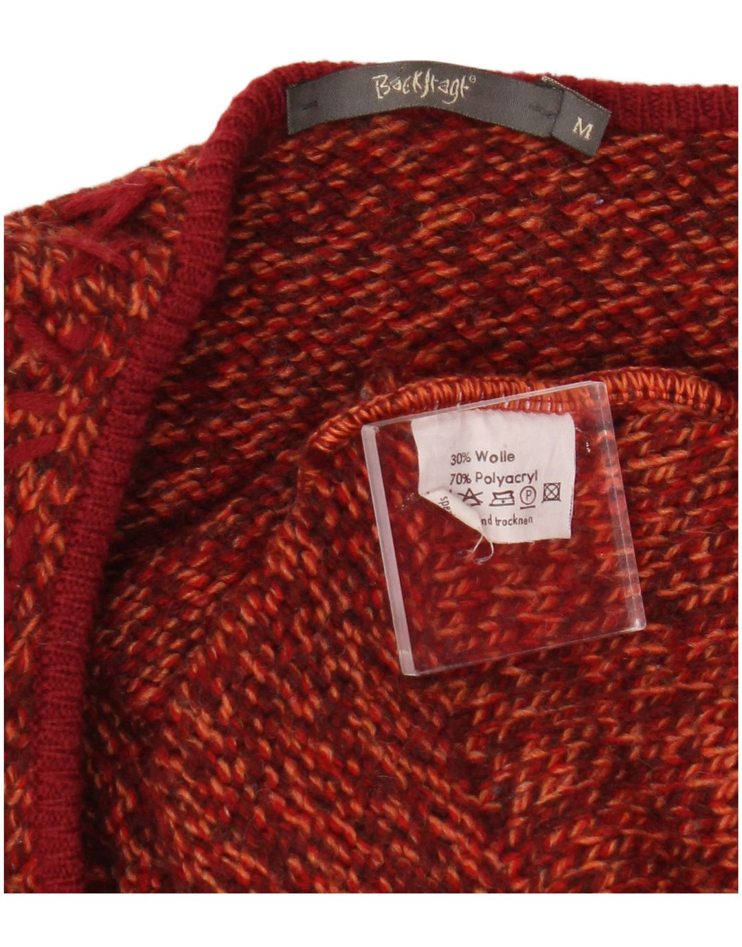 Backstage Womens Cardigan Sweater UK 14 Medium Orange Flecked Polyacrylic