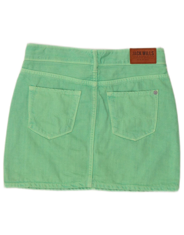 JACK WILLS Womens Denim Skirt UK 4 XS W26  Green Cotton