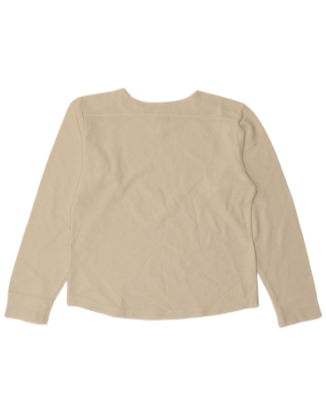 NIKE Womens Crop Top Long Sleeve UK 10/12 Medium Off White Cotton