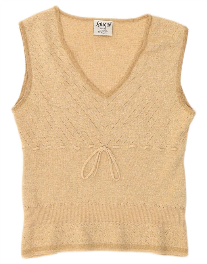Vintage Womens Vest Tank Top IT 40/42 Small Beige Wool