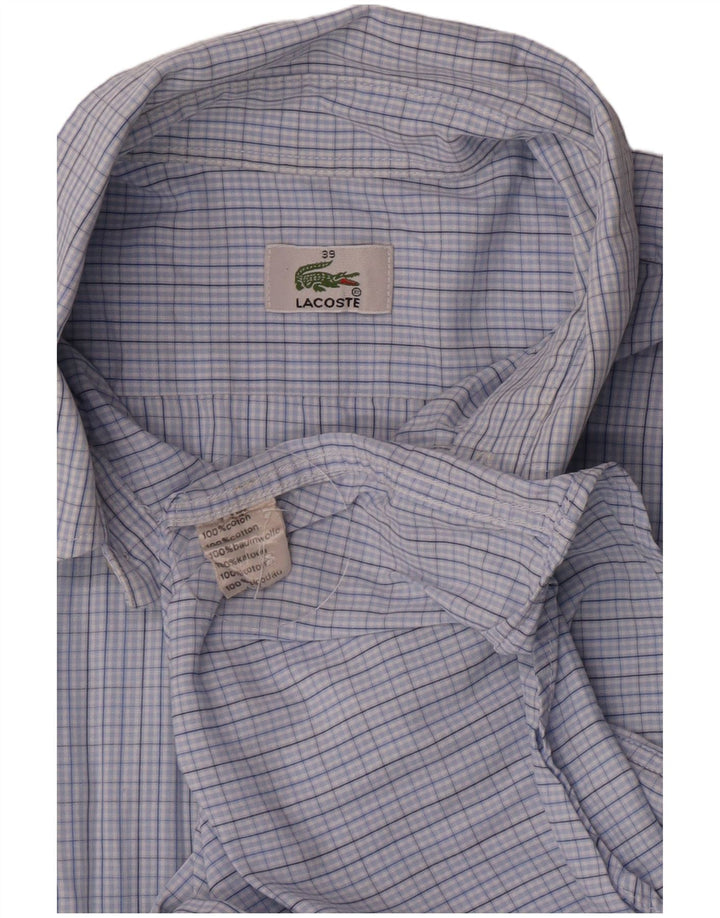 Lacoste Mens Short Sleeve Shirt Size 39 Medium Blue Gingham Cotton