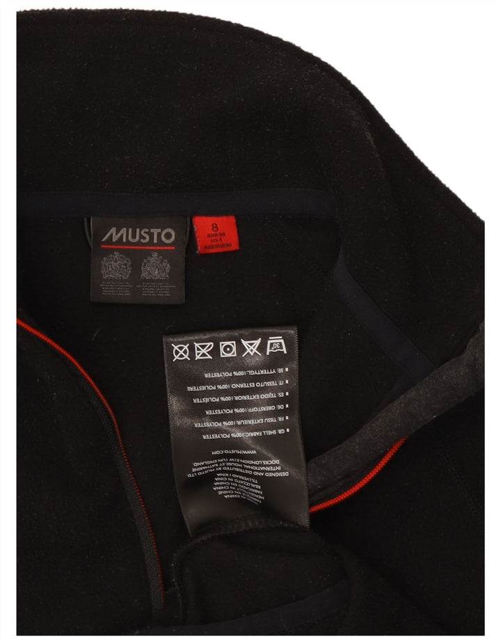 MUSTO Womens Zip Neck Fleece Jumper UK 8 Small Black Polyester