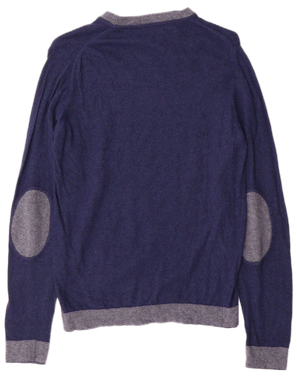 Refrigiwear Mens Boat Neck Jumper Sweater Medium Navy Blue Colourblock Wool