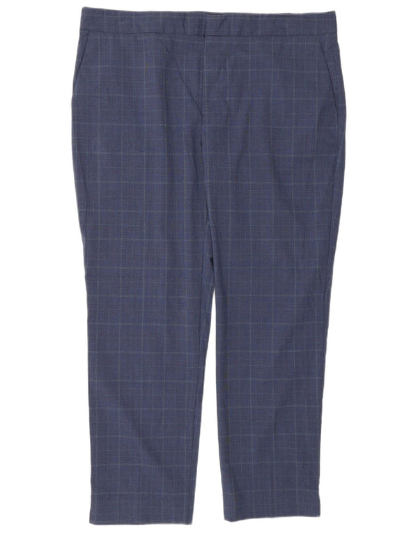 Zara Womens Straight Suit Trousers EU 44 XL W34 L27 Navy Blue Houndstooth