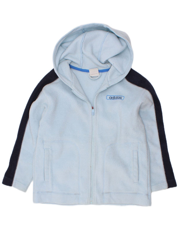 Adidas Boys Graphic Fleece Jacket 7-8 Years Blue Colourblock Polyester