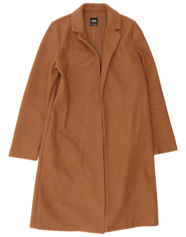 Zara Womens Open Oversized Overcoat UK 10 Small Brown Polyester
