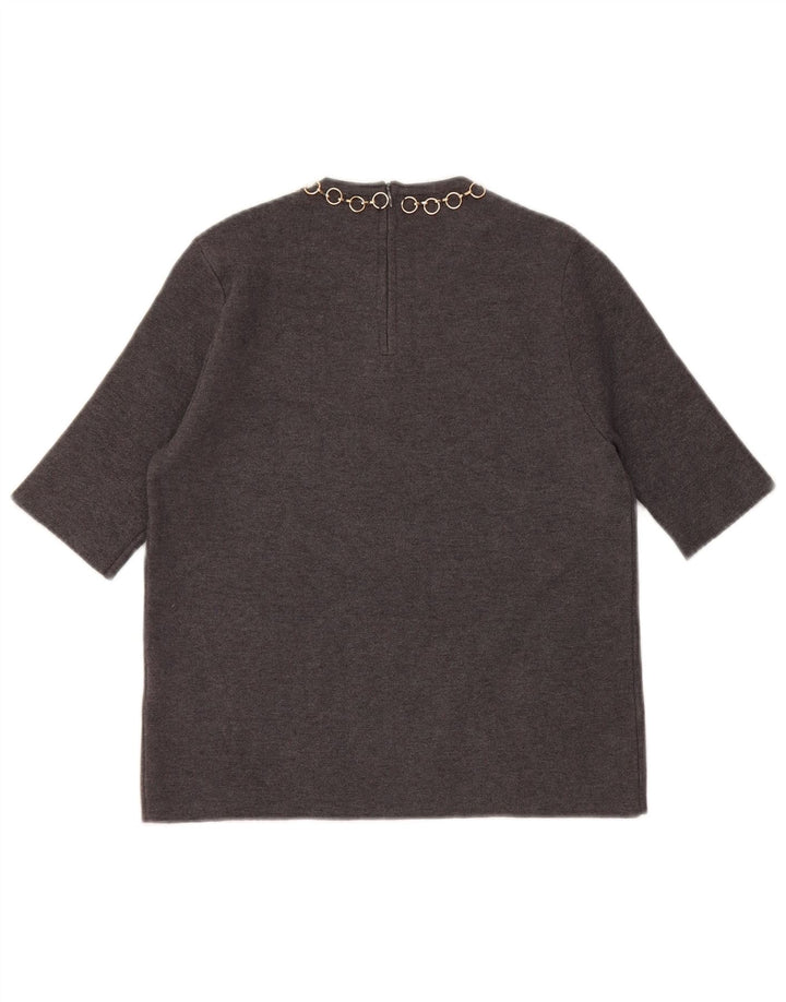 Zara Womens Crop Blouse Top UK 10 Small Grey Viscose