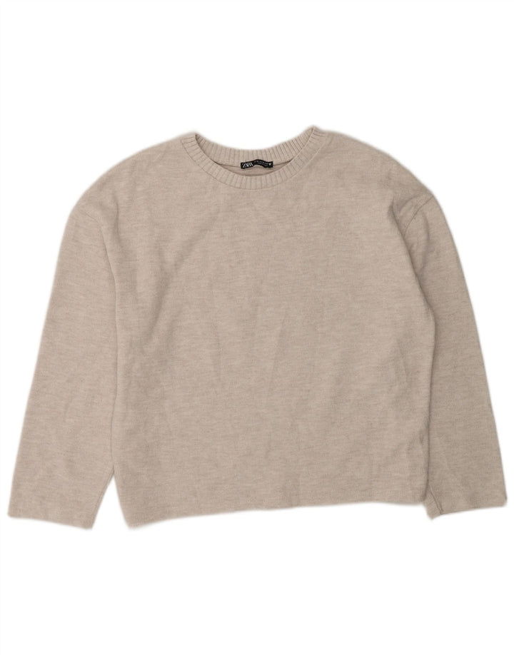 Zara Womens Boat Neck Jumper Sweater UK 14 Medium Grey Polyester