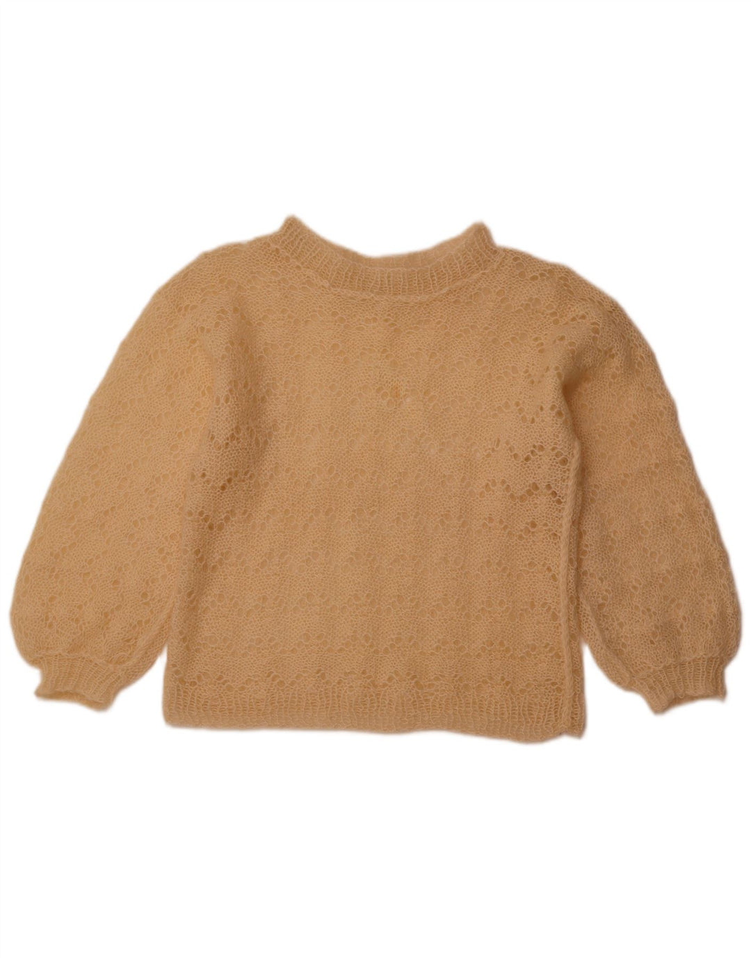 VINTAGE Womens Crop Boat Neck Jumper Sweater UK 12 Medium Beige