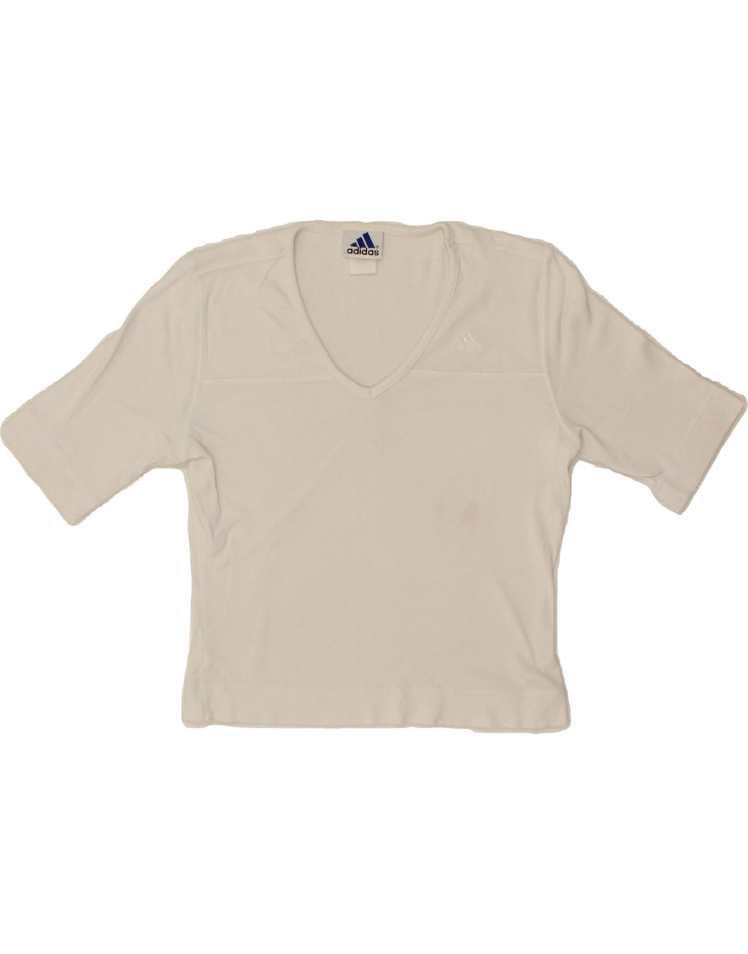 ADIDAS Womens Crop T-Shirt Top UK 12 Medium White Vintage Adidas and Second-Hand Adidas from Messina Hembry 