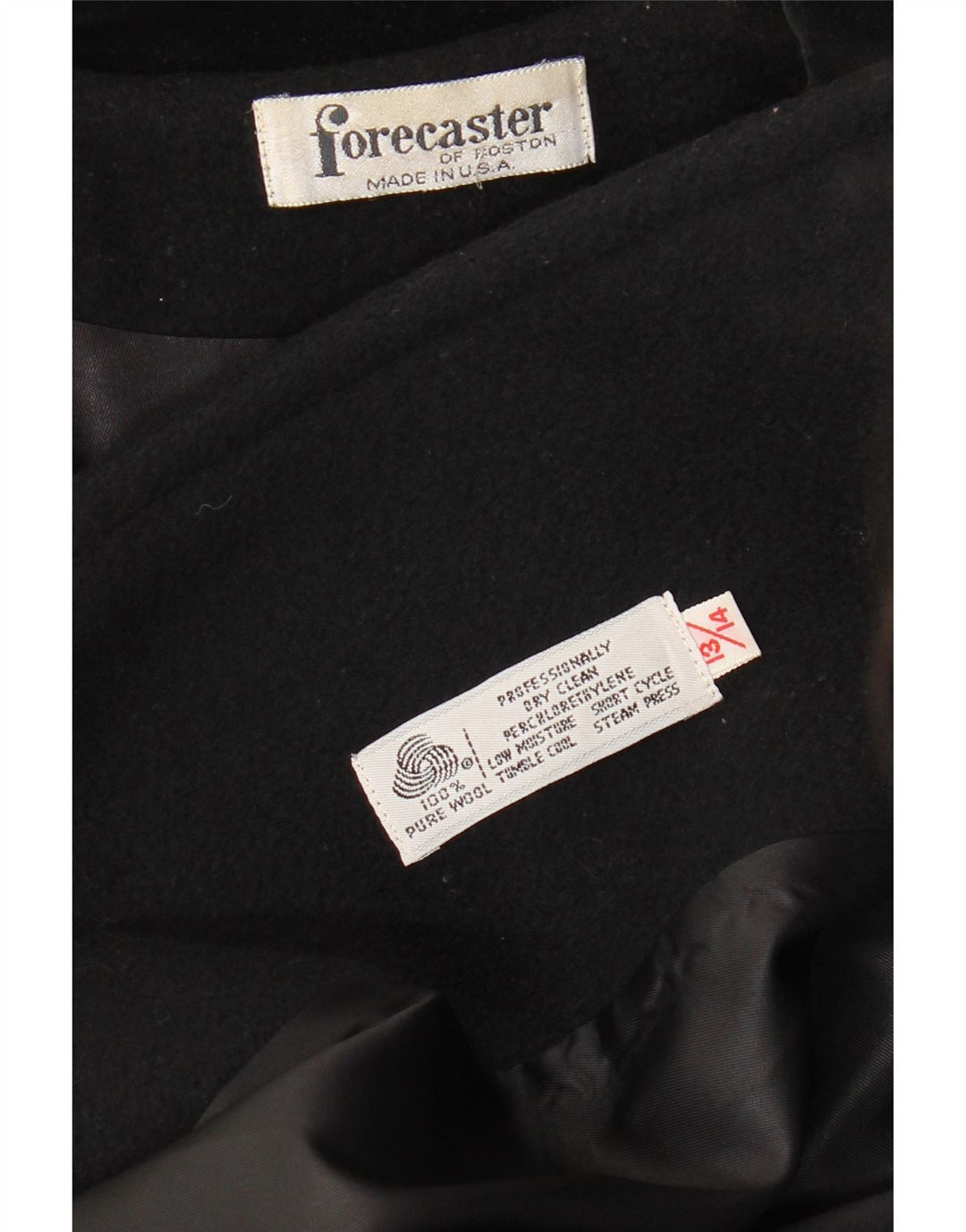 FORECASTER OF BOSTON Womens Double Breasted Coat Size 13/14 Medium Black