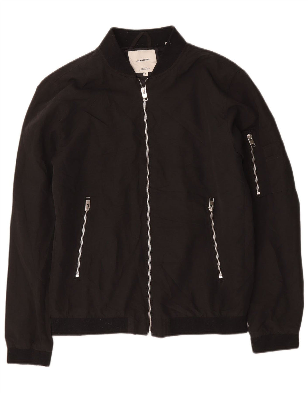 Jack & Jones Mens Bomber Jacket UK 36 Small Black Polyester