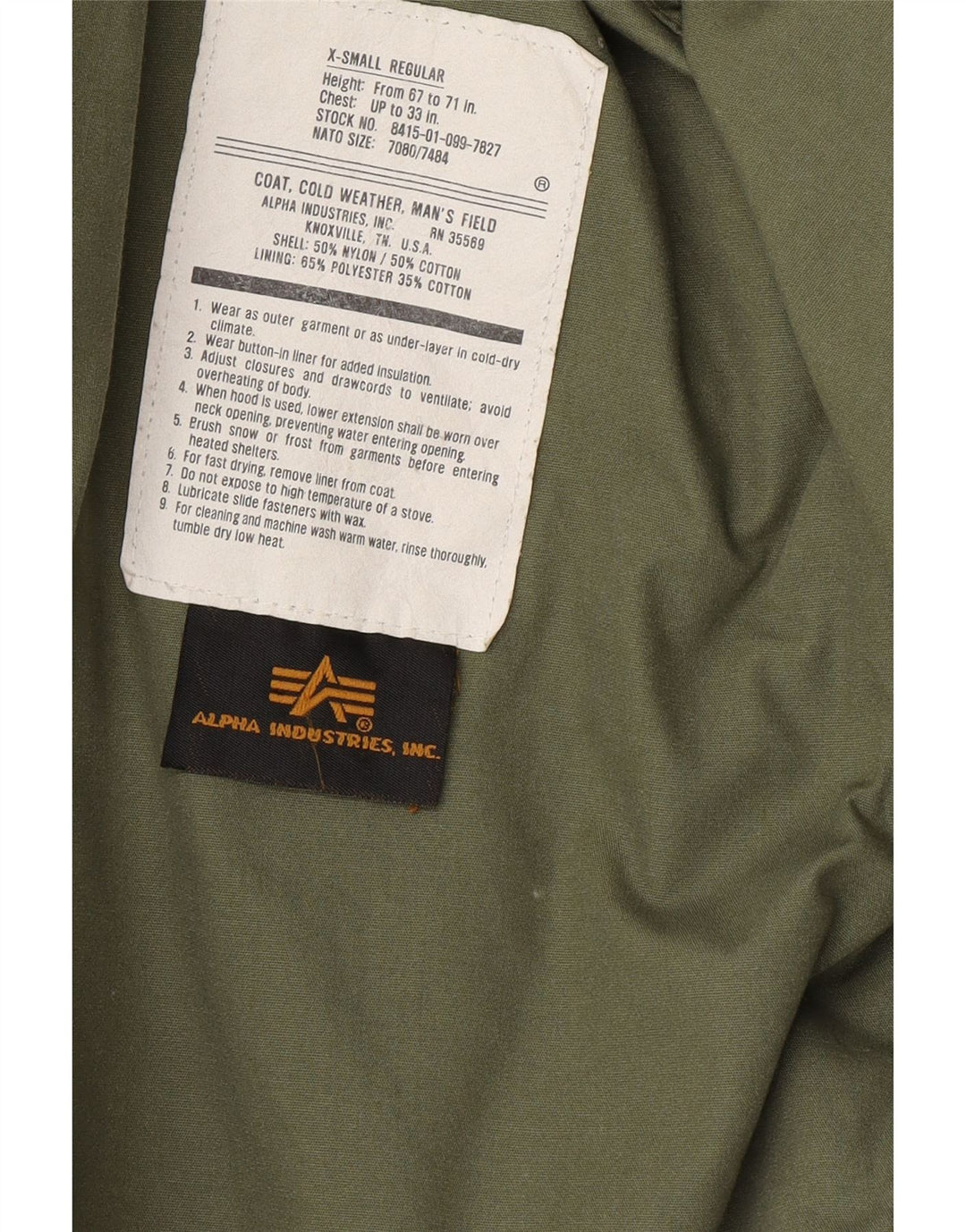 ALPHA INDUSTRIES Mens Utility Jacket UK 36 Small Green Cotton