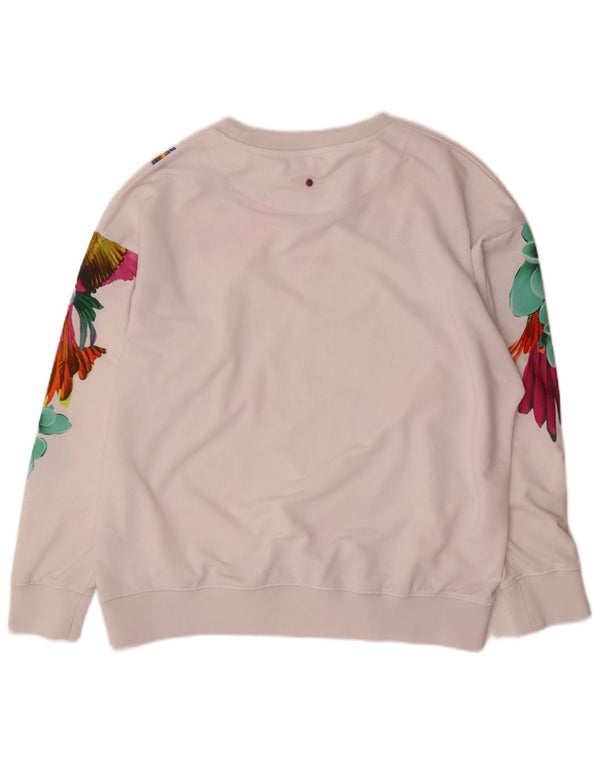 Mistral Womens Sweatshirt Jumper UK 14 Medium White Floral Hawaiian
