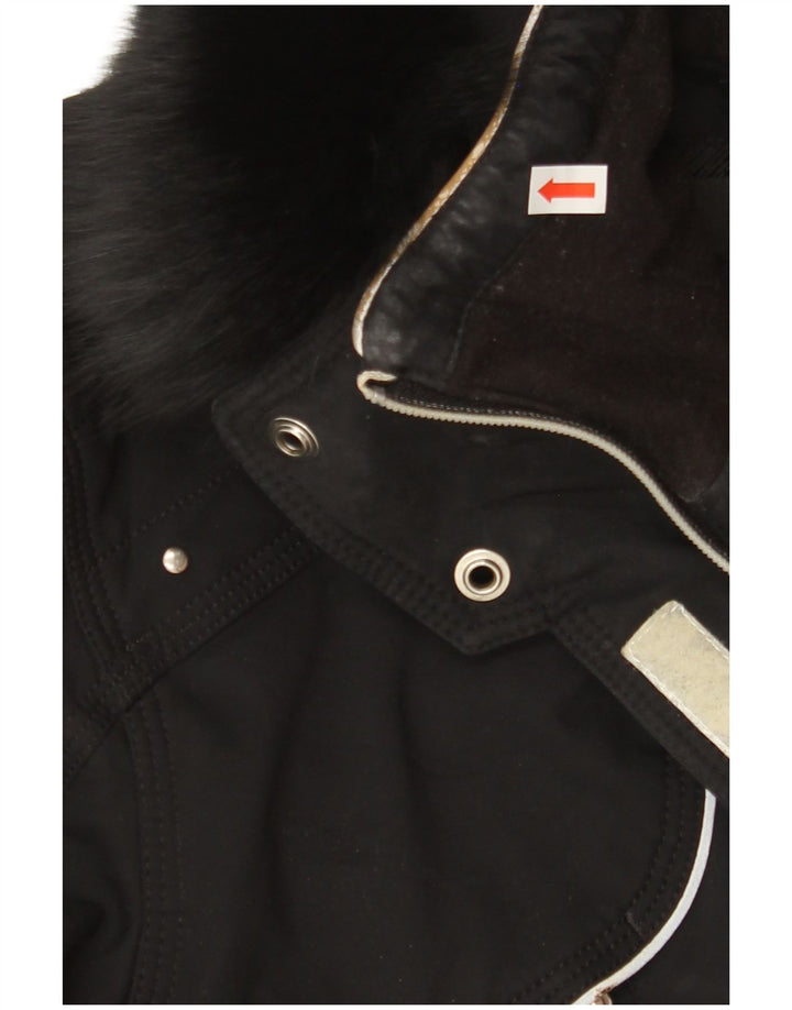 WEST SCOUT Womens Hooded Windbreaker Jacket UK 14 Large Black Nylon