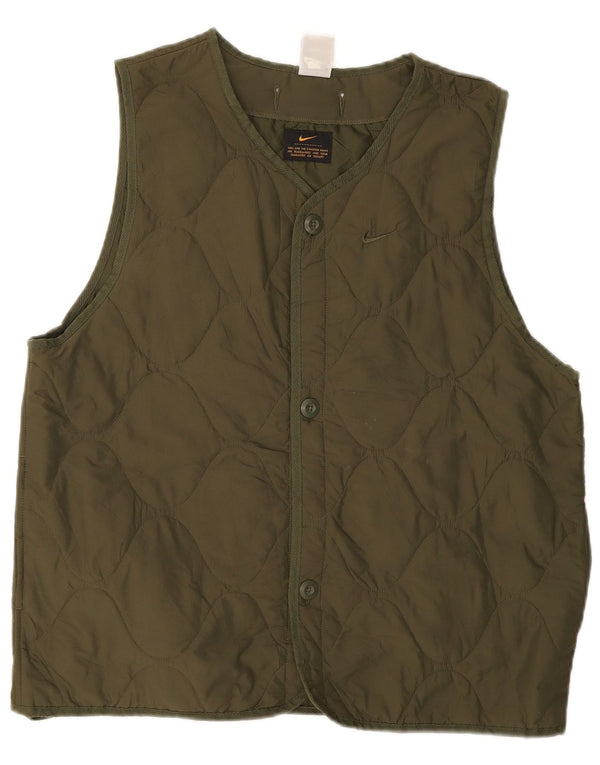 Nike Mens Therma-Fit Quilted Gilet UK 36 Small Khaki Nylon