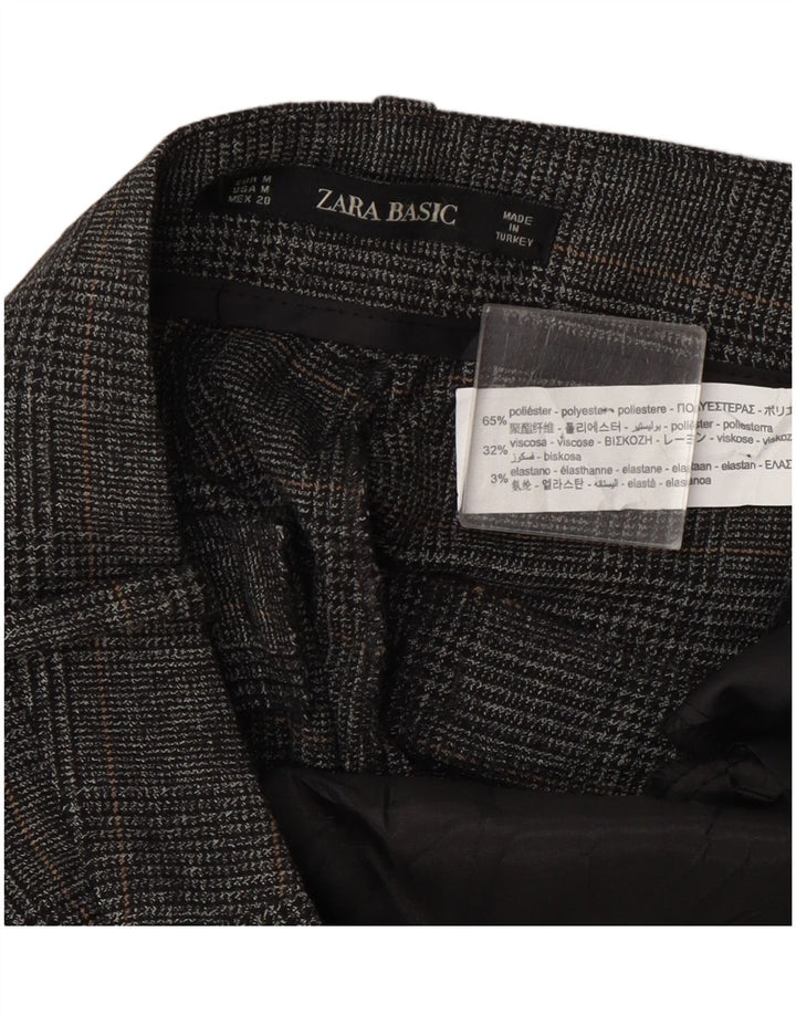 Zara Womens Cropped Trousers Medium W28 L24 Grey Check Polyester