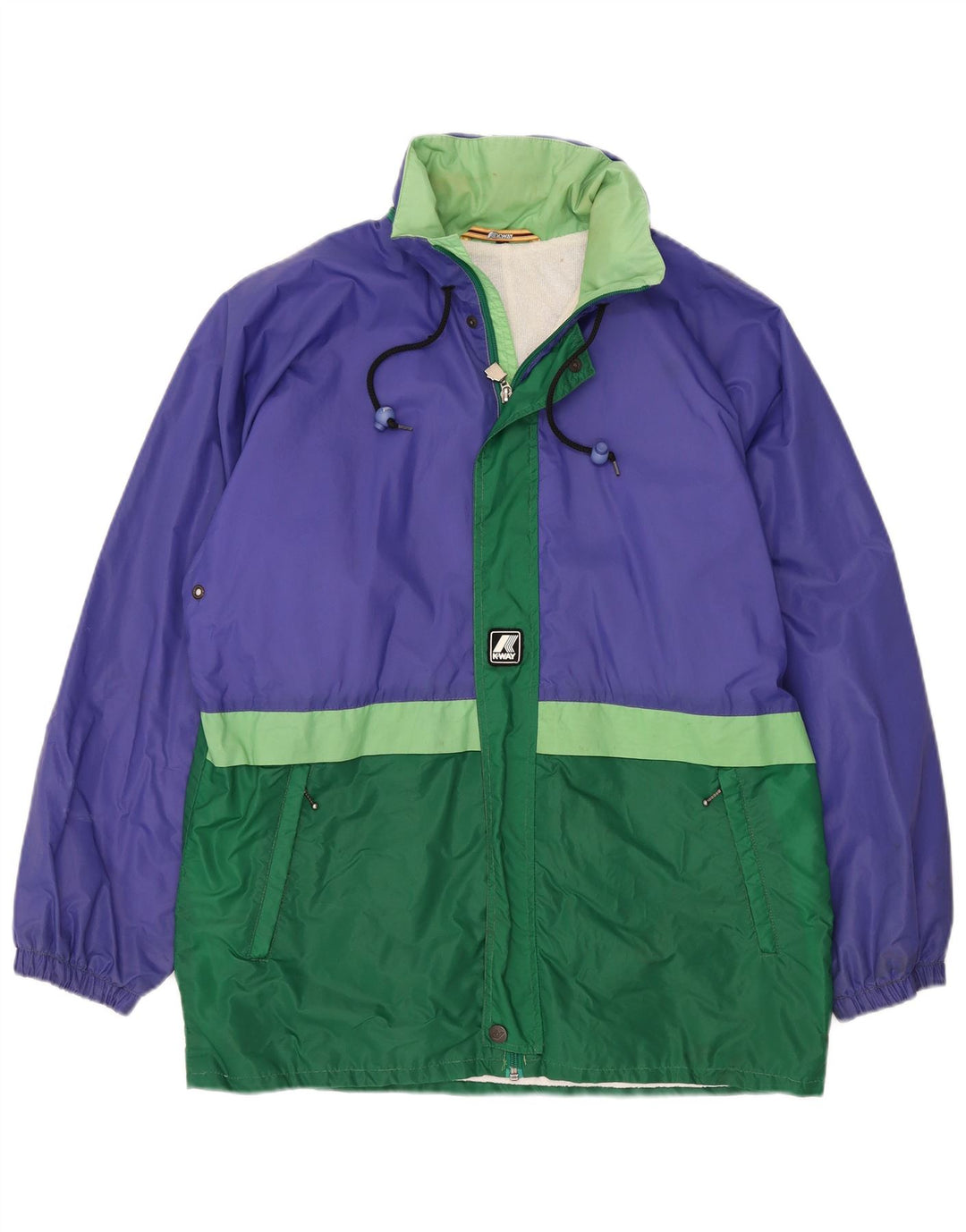 K-WAY Mens Windbreaker Jacket UK 38 Medium Purple Colourblock Polyamide