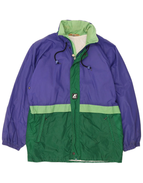 K-WAY Mens Windbreaker Jacket UK 38 Medium Purple Colourblock Polyamide