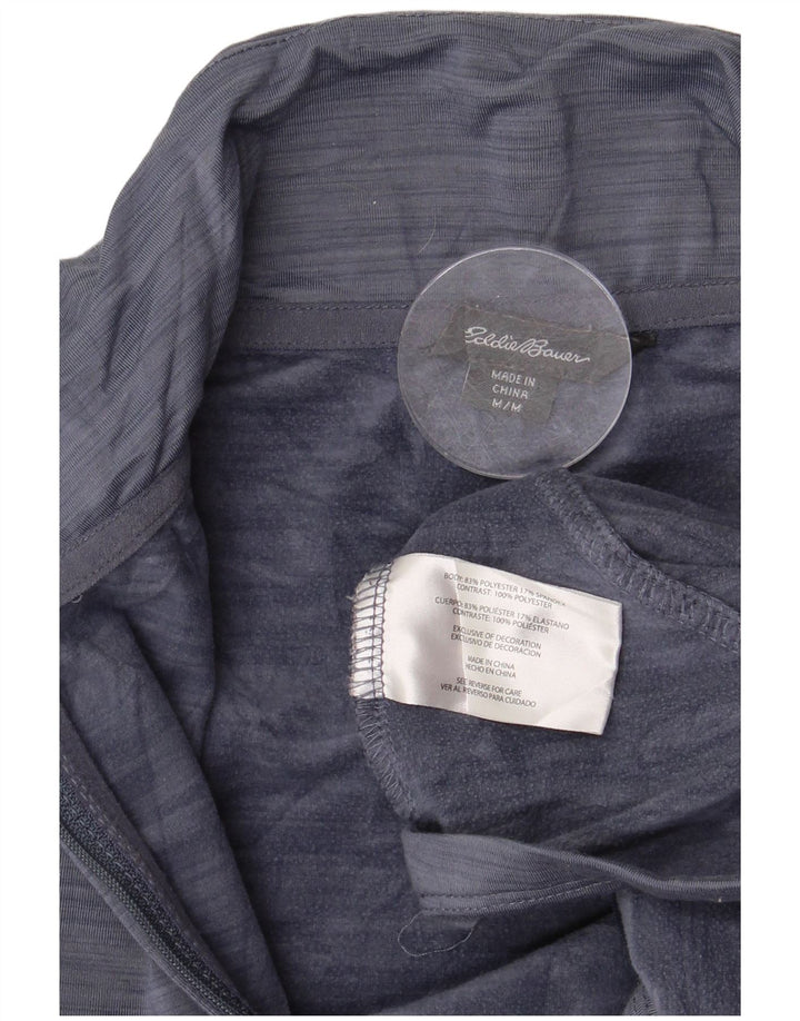 Eddie Bauer Womens Zip Neck Top Long Sleeve UK 14 Medium Navy Blue
