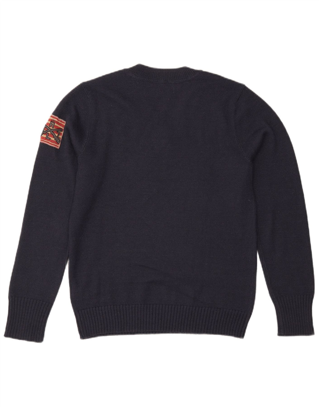 Ralph Lauren Mens V-Neck Jumper Sweater Medium Navy Blue Acrylic