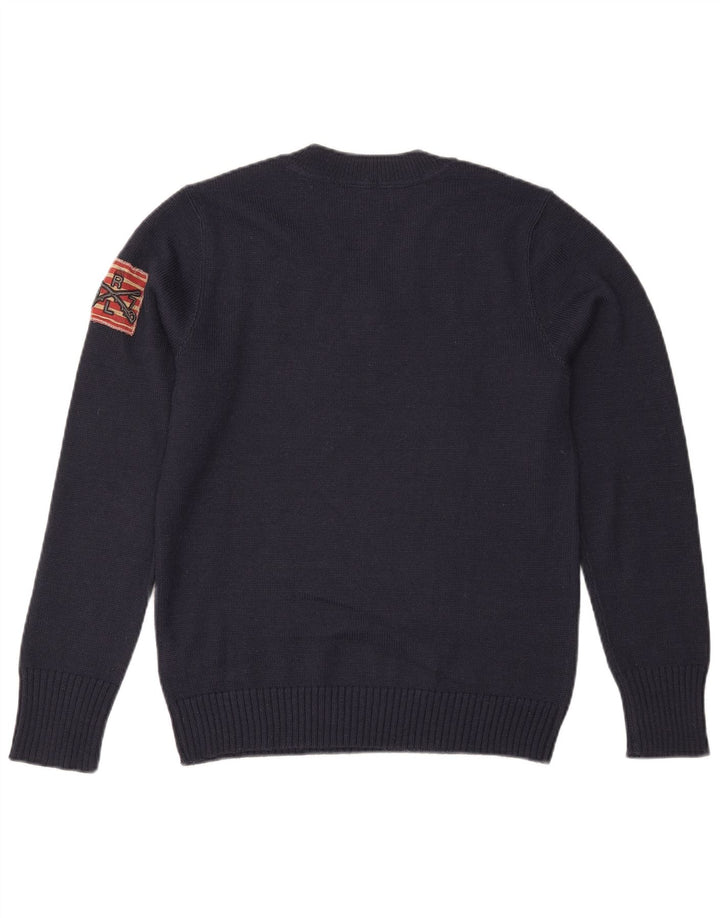 Ralph Lauren Mens V-Neck Jumper Sweater Medium Navy Blue Acrylic