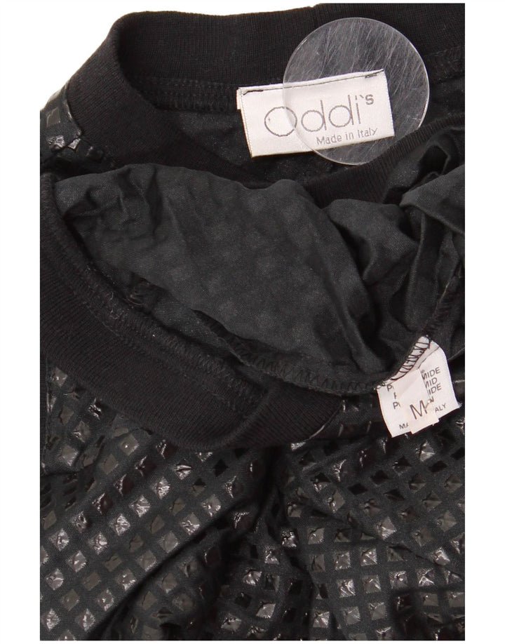 Vintage Womens Shirt Blouse UK 12 Medium Black Geometric Polyamide