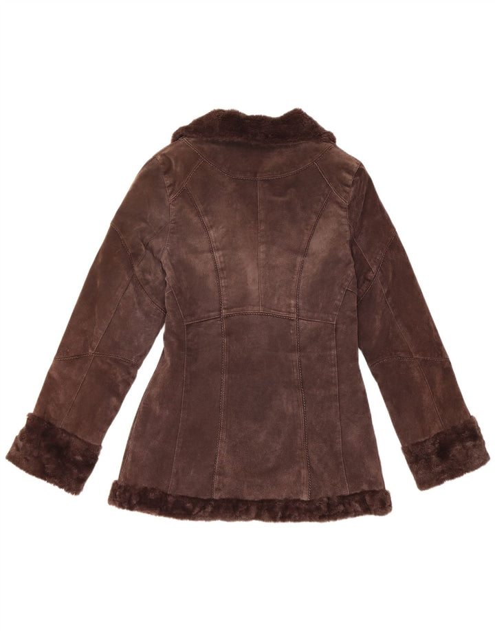 Montego Womens Shearling Jacket EU 36 Small Brown Leather