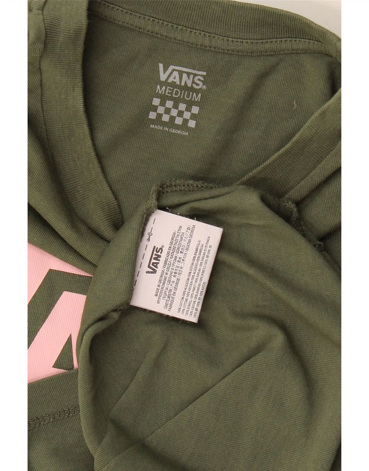 Vans Womens Graphic T-Shirt Top UK 12 Medium Khaki Cotton