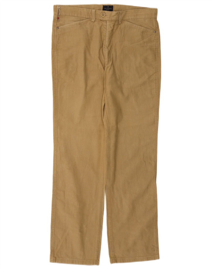 TRUSSARDI Mens Straight Corduroy Trousers IT 48 Medium W32 L31 Beige