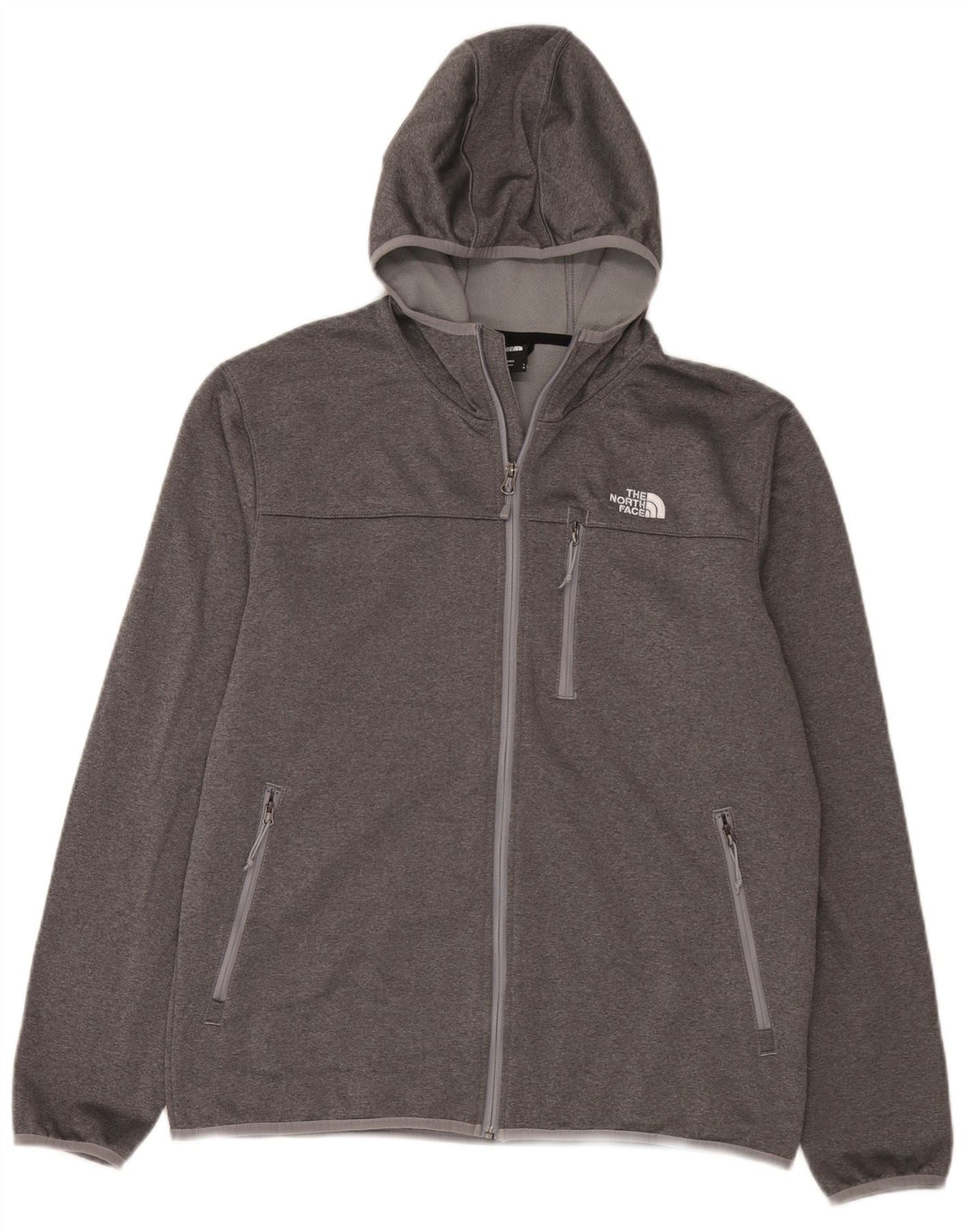 The North Face Mens Zip Hoodie Sweater Large Grey Polyester