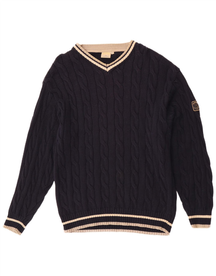 Camel Active Mens V-Neck Jumper Sweater Medium Navy Blue Cotton