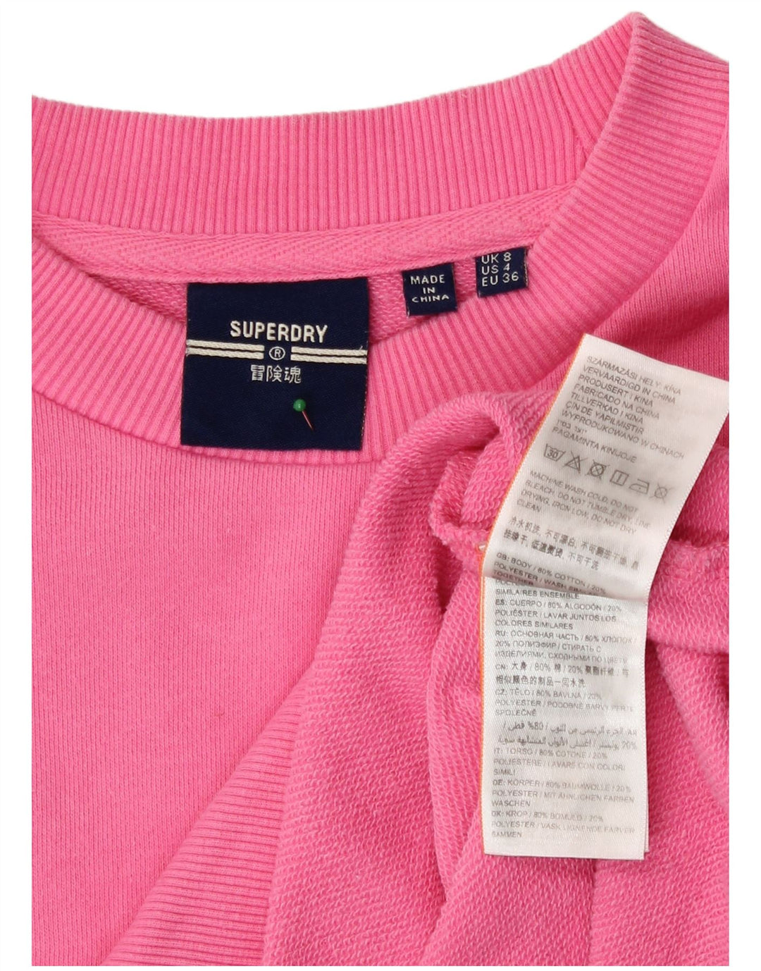 Superdry Womens Oversized Sweatshirt Jumper UK 8 Small Pink Cotton