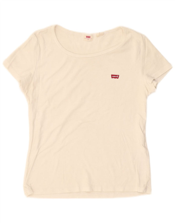LEVI'S Womens T-Shirt Top UK 12 Medium White Cotton