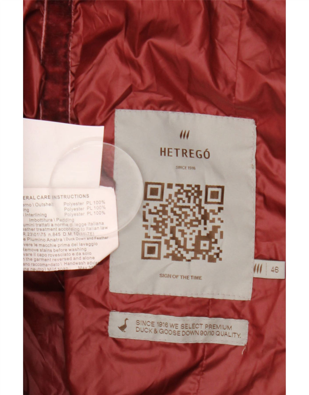 Hetrego Womens Hooded Padded Coat IT 46 Large Burgundy Polyester