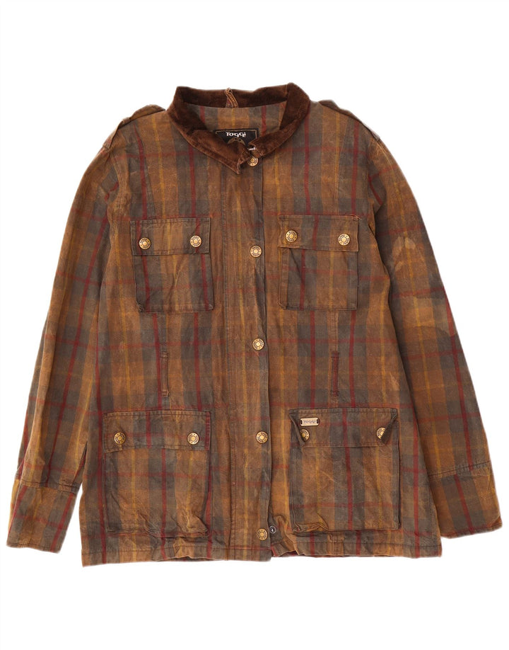 Toggi Womens Military Jacket UK 16 Large Brown Check Cotton