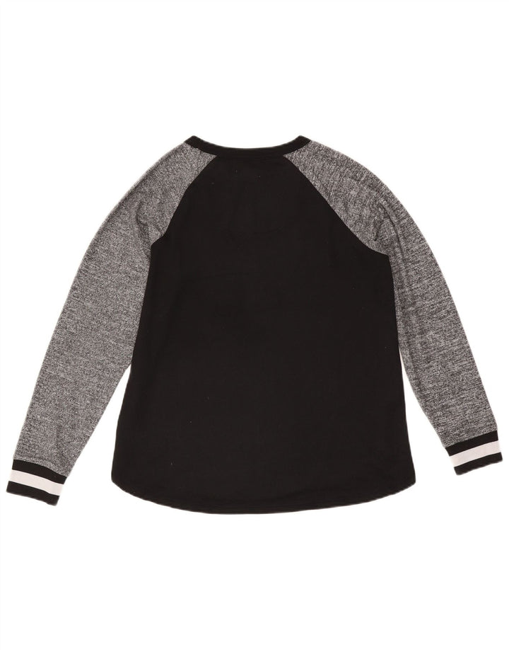 Dkny Womens Graphic Top Long Sleeve UK 10 Small Black Colourblock Polyester