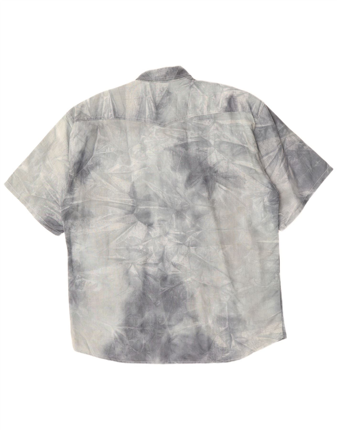 Vintage Mens Short Sleeve Shirt Large Grey Tie Dye Cotton
