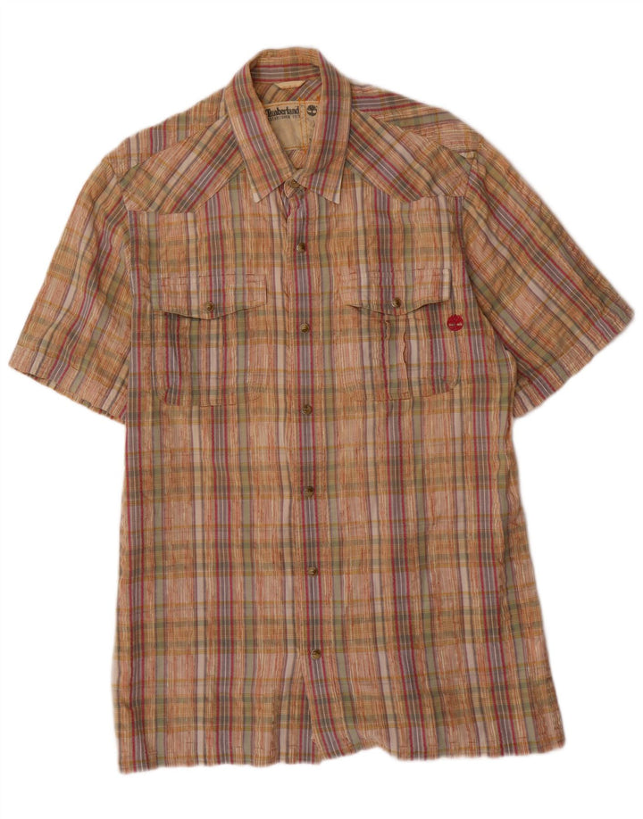 TIMBERLAND Mens Short Sleeve Shirt Medium Multicoloured Check Cotton